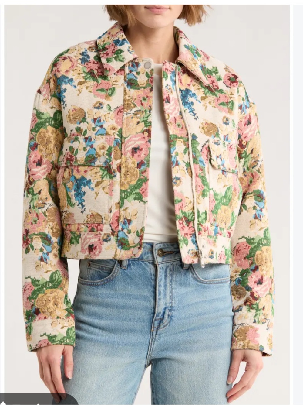 Avec Les Filles Cream Floral tapestry Jacket size S